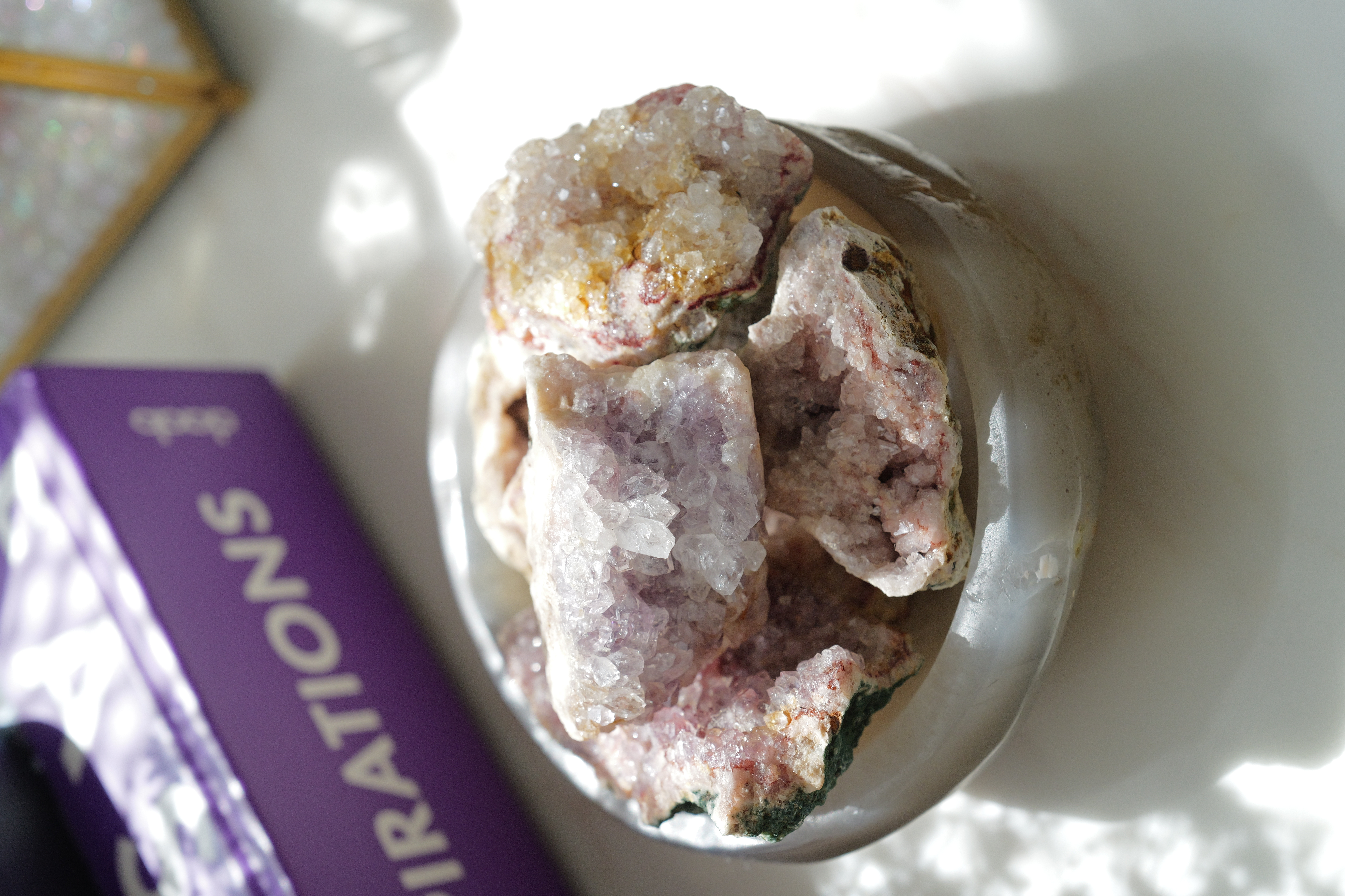  ༒6cm Pink Amethyst Geode༒ PA.7051H3m-RA22*3MF