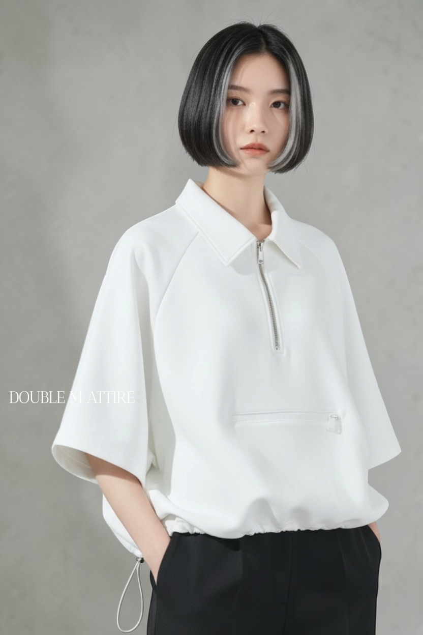 舒適空氣棉反領半開Tee