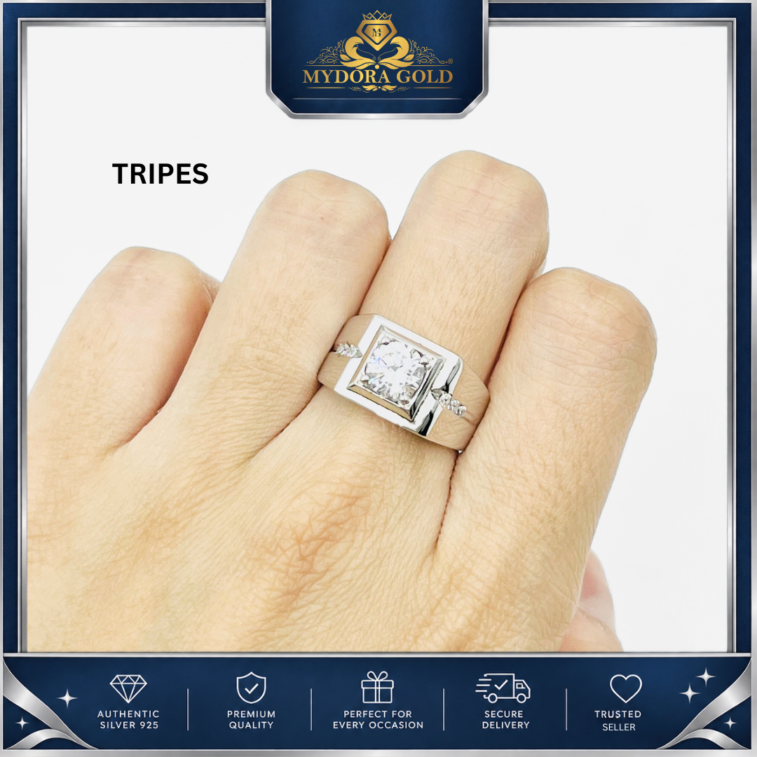 MYDORA 925 Silver Ring - Cincin Regal Edge Collection