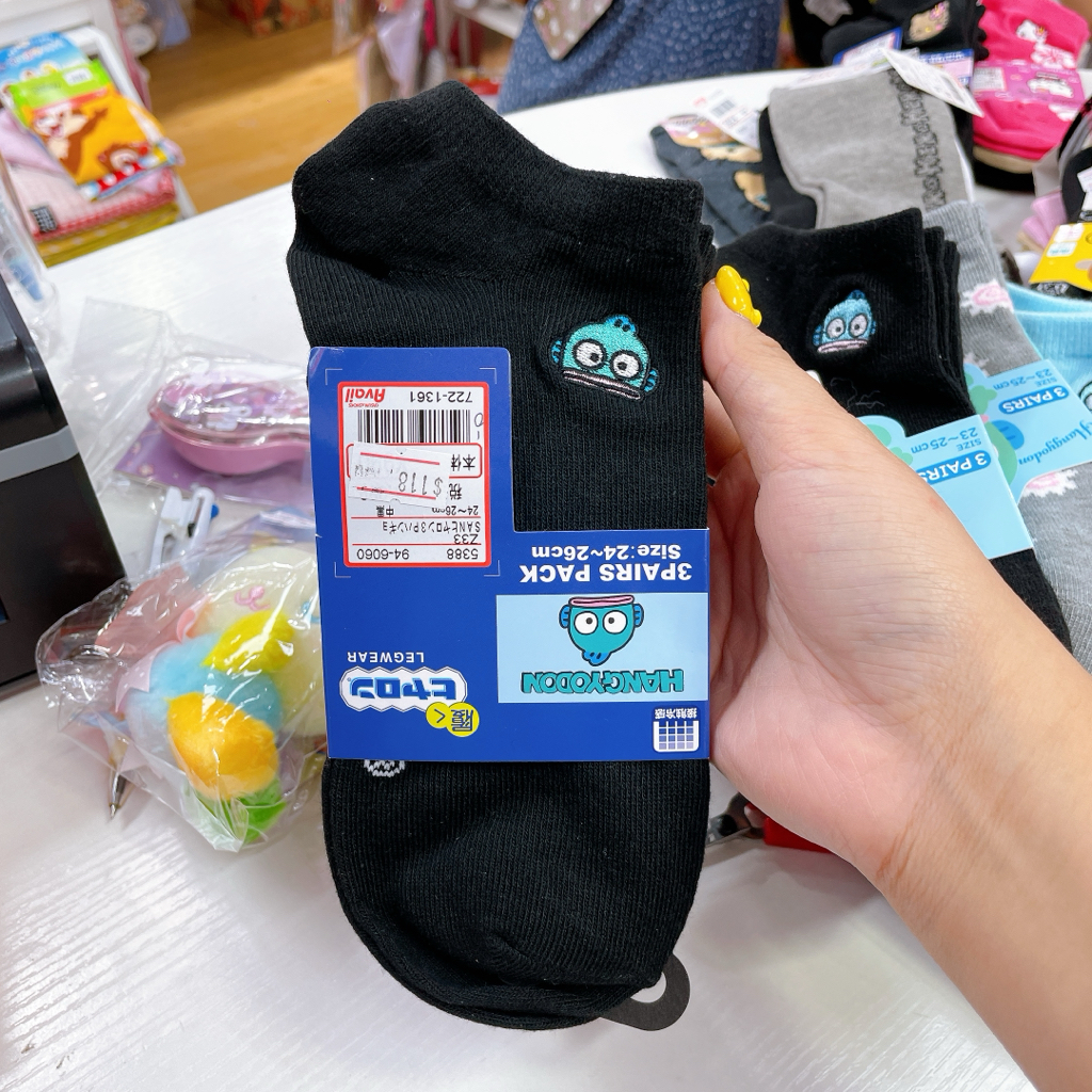 日本直送Sanrio 水怪一set三對短襪長襪 23-25cm