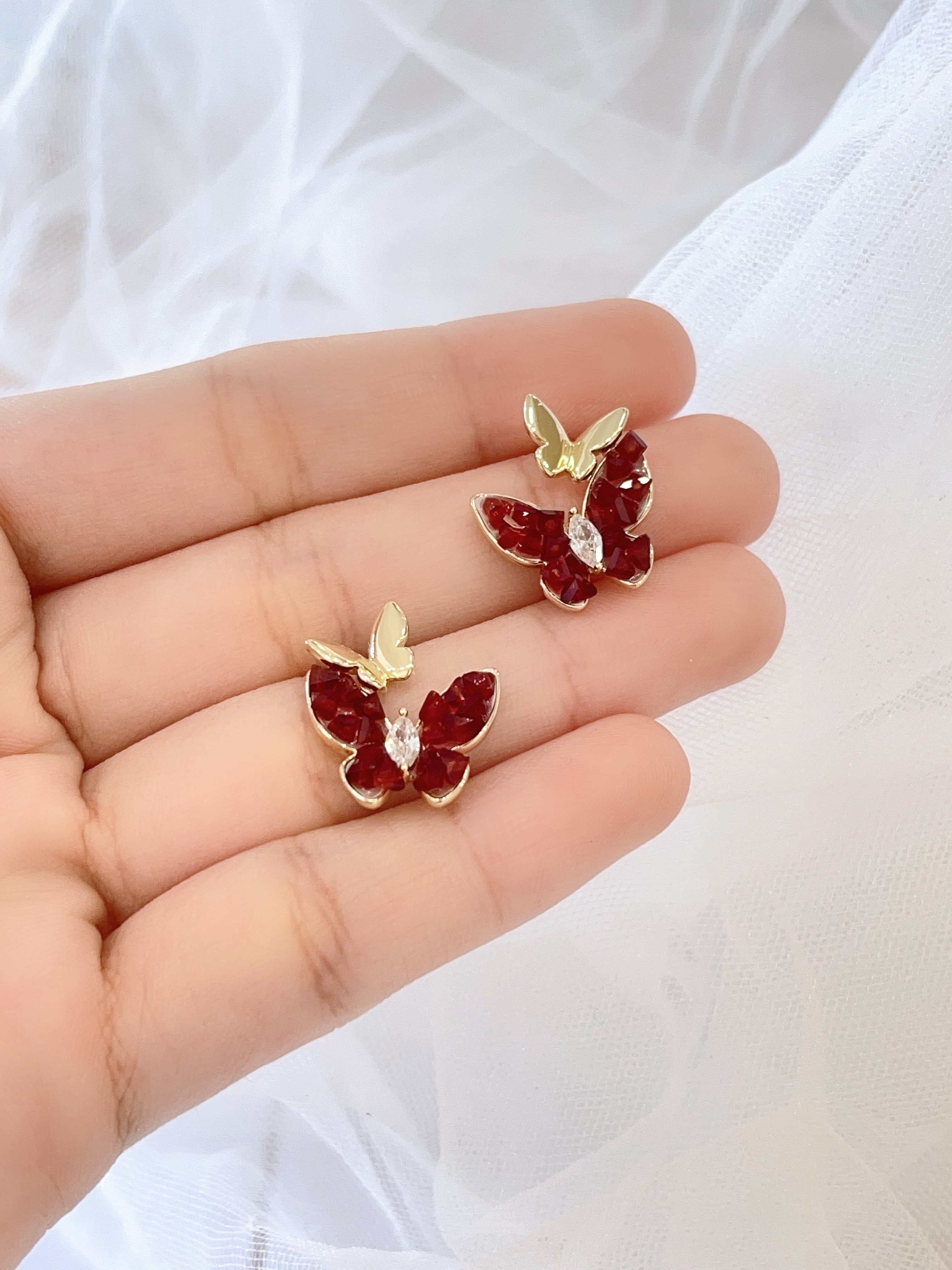 蝴蝶系列🦋神秘感锆石蝴蝶耳环