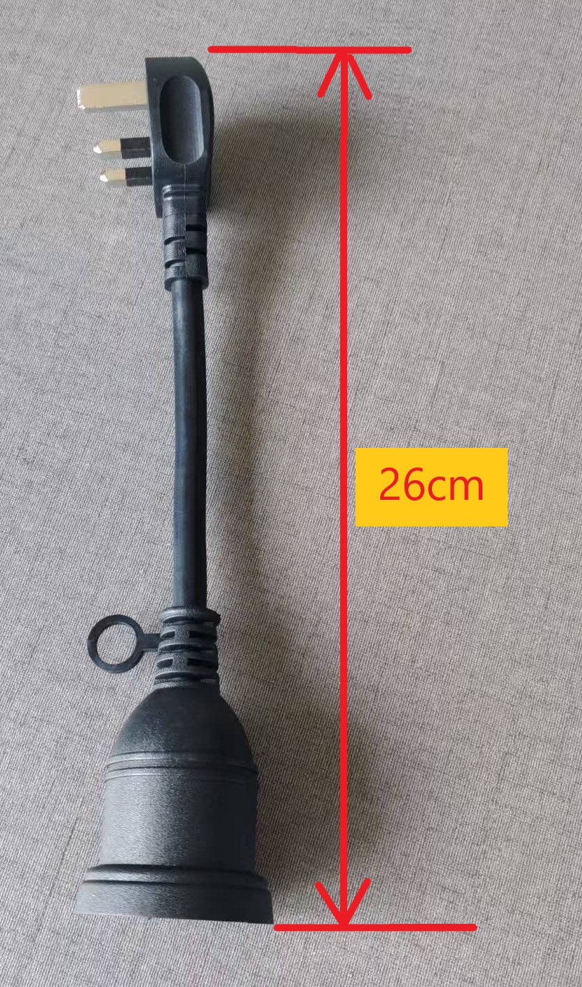 China 3pin 16A Plug to Local 13A Fused plug with Flexible 10mm thick & 26cm long Wire