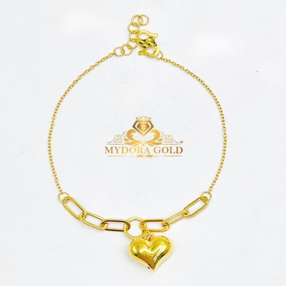MYDORA Rantai Tangan Fesyen Sauh Paperclip + 1 Love Gemuk l EMAS 916/22K