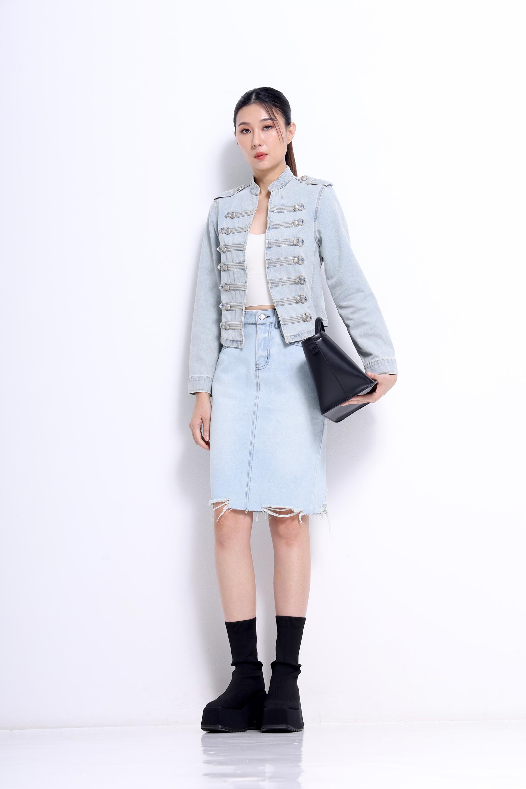 CS1426 Harper Denim Midi Skirt