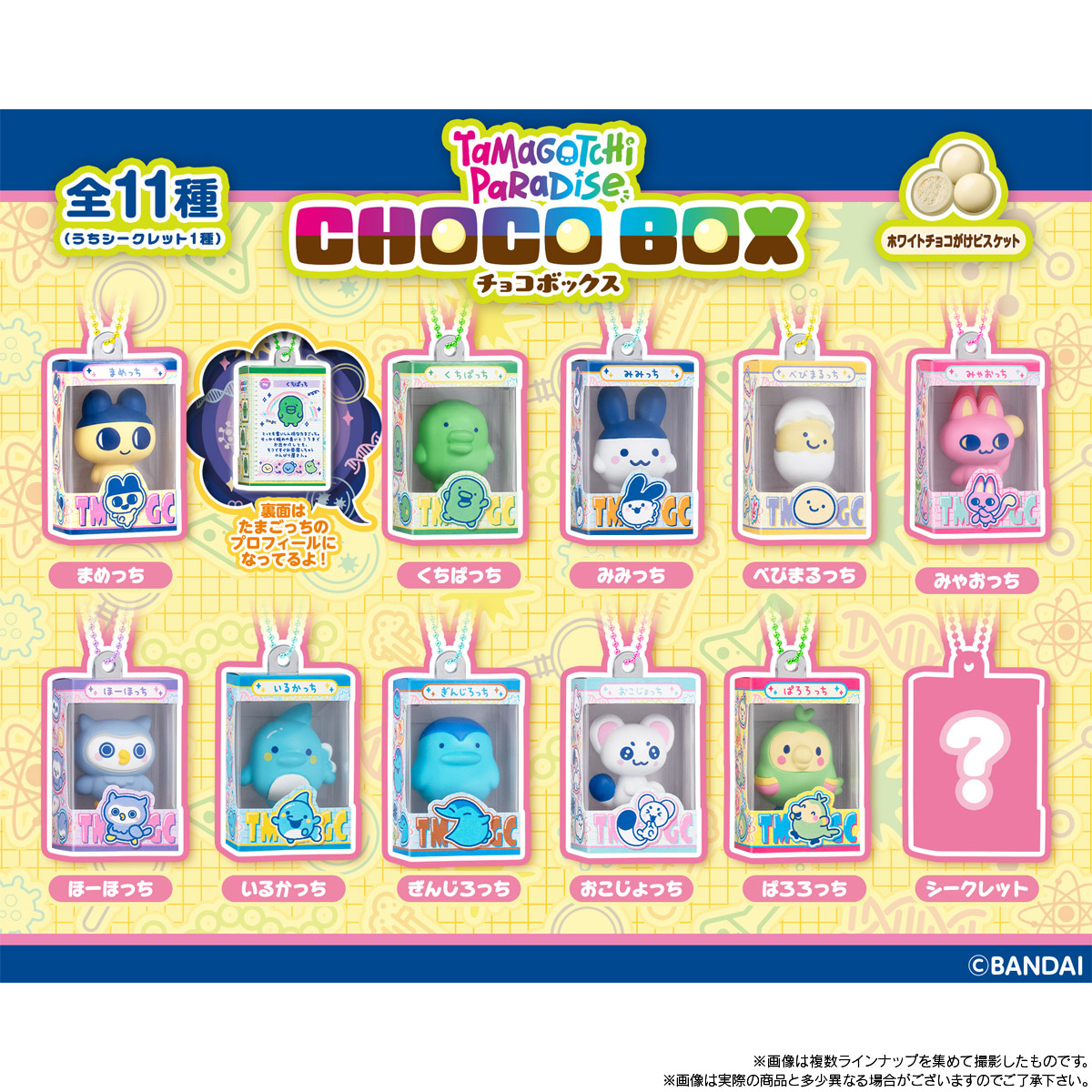 (預訂訂金 $100) (總價 $240) Bandai 他媽哥池 包裝公仔吊飾 5 食玩 (原盒12盒) (行版) Tamagotchi Box
