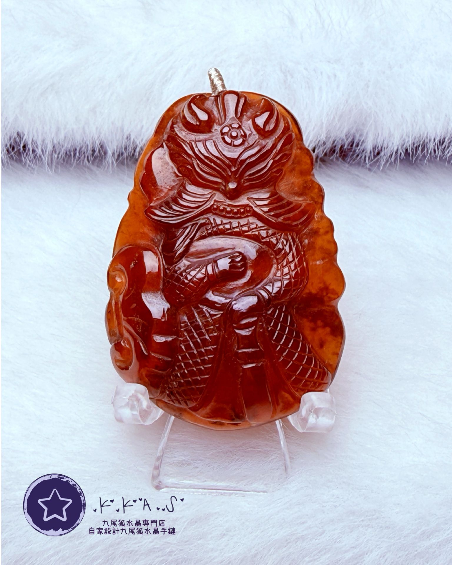 K00215 石榴石 將軍狐 - 吊墜/手牌兩用款