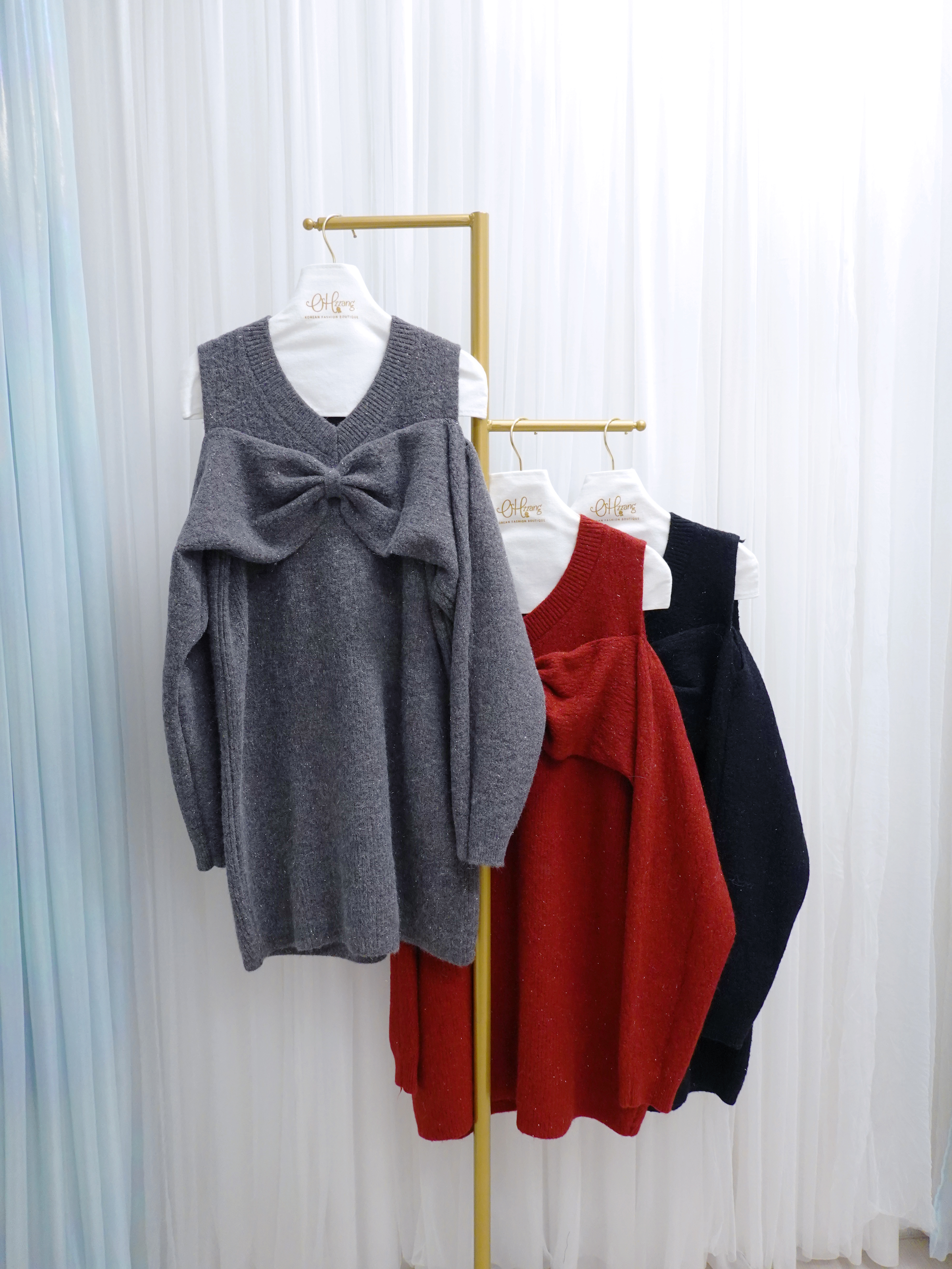 OPS07_12A 大RIBBON露肩冷OPS (3色)