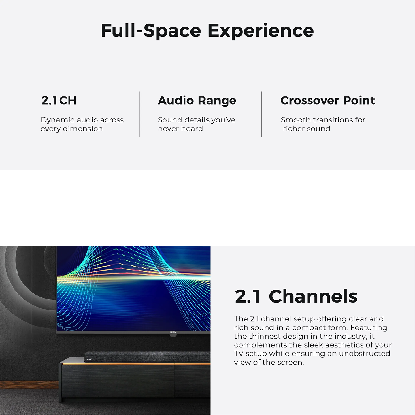 Haier 2.1ch Soundbar with Built-in Subwoofer (HSD210K6)