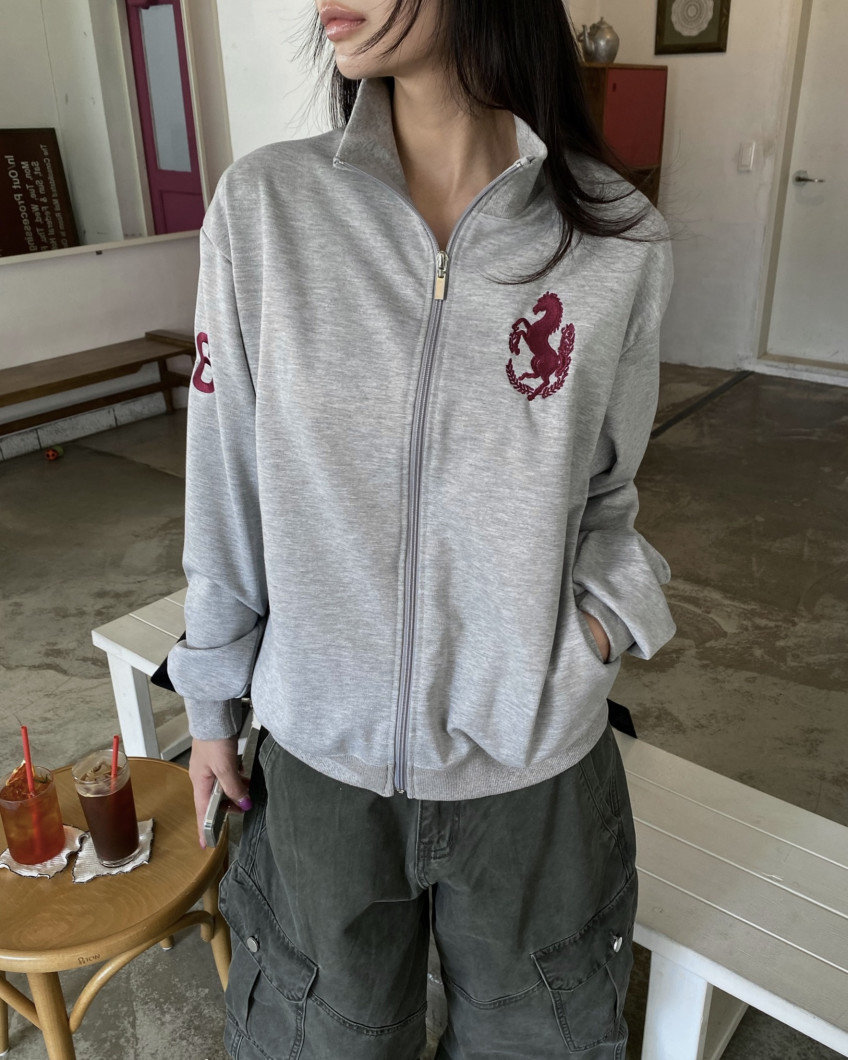 Graphic High-Neck Zip-Up