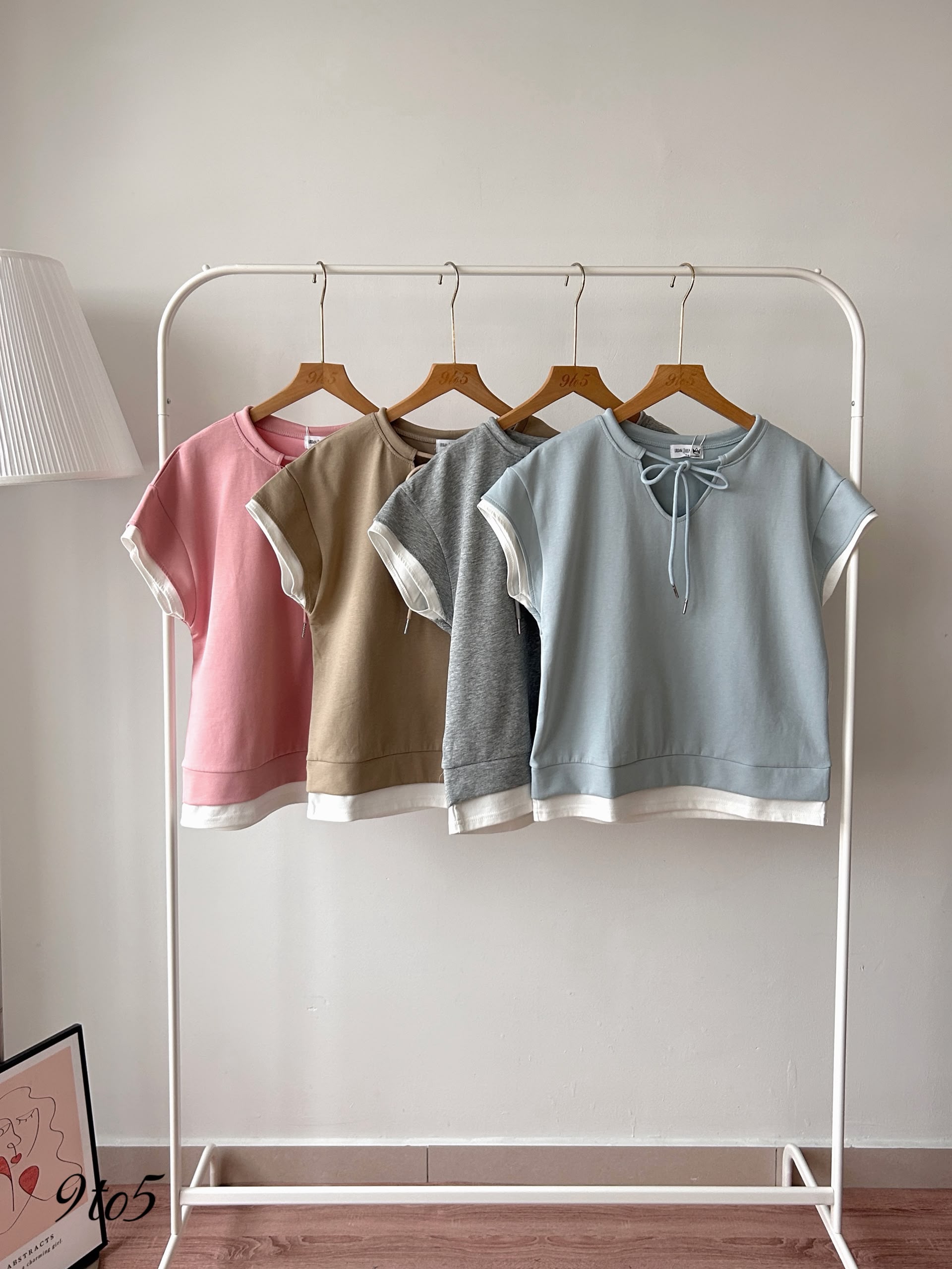 T4394 Self-tie Fake 2pcs Tee - 4 Colors 