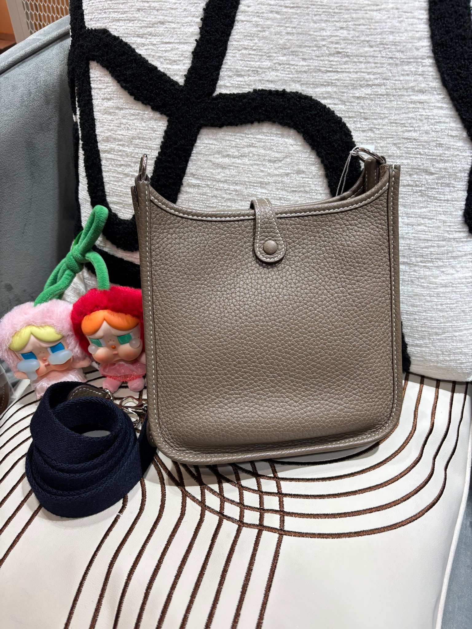 Hermes mini Evelyne,STAMP Z 大象灰 Etoupe 100%Authentic,98%new ✅內袋✅Dust bag