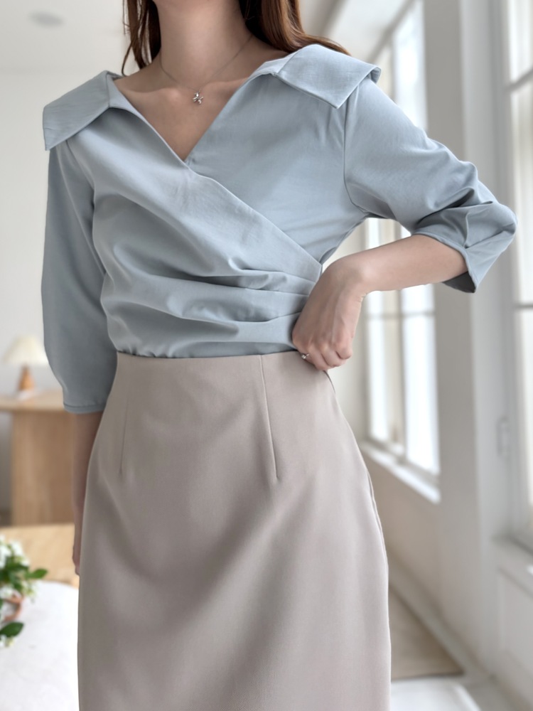 Leonie Tailored Midi Skirt (Beige)