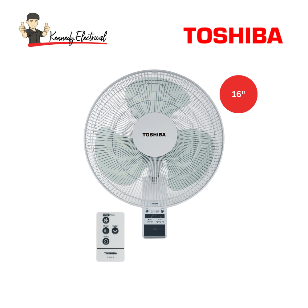 Toshiba 16-Inch 3-Speed Remote Control Wall Fan (F-WSA20(W)MY)