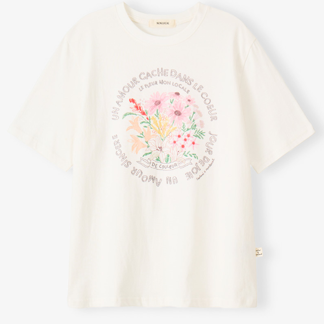 [NONLOCAL x SEOLLZZI] Bouquet Hand-Drawing T-Shirt (2種)
