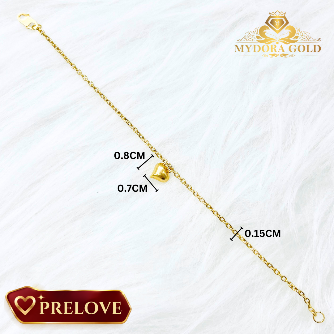 Pre-Loved: Rantai Tangan Sauh Gantung Mini Love l EMAS 916/22K