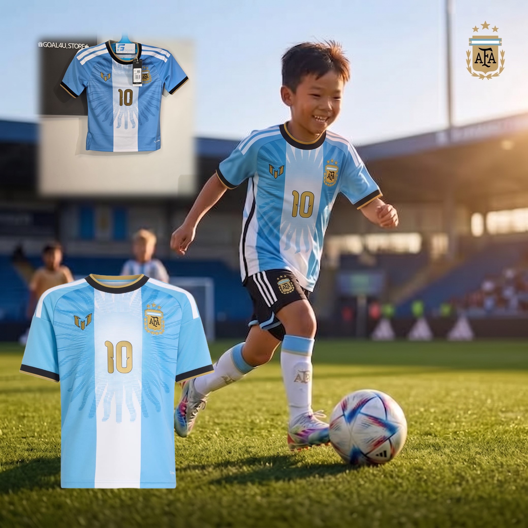 🔥 Adidas x Messi 美斯阿根廷紀念大童球迷版球衣 (連MESSI金色印字) LD3307
