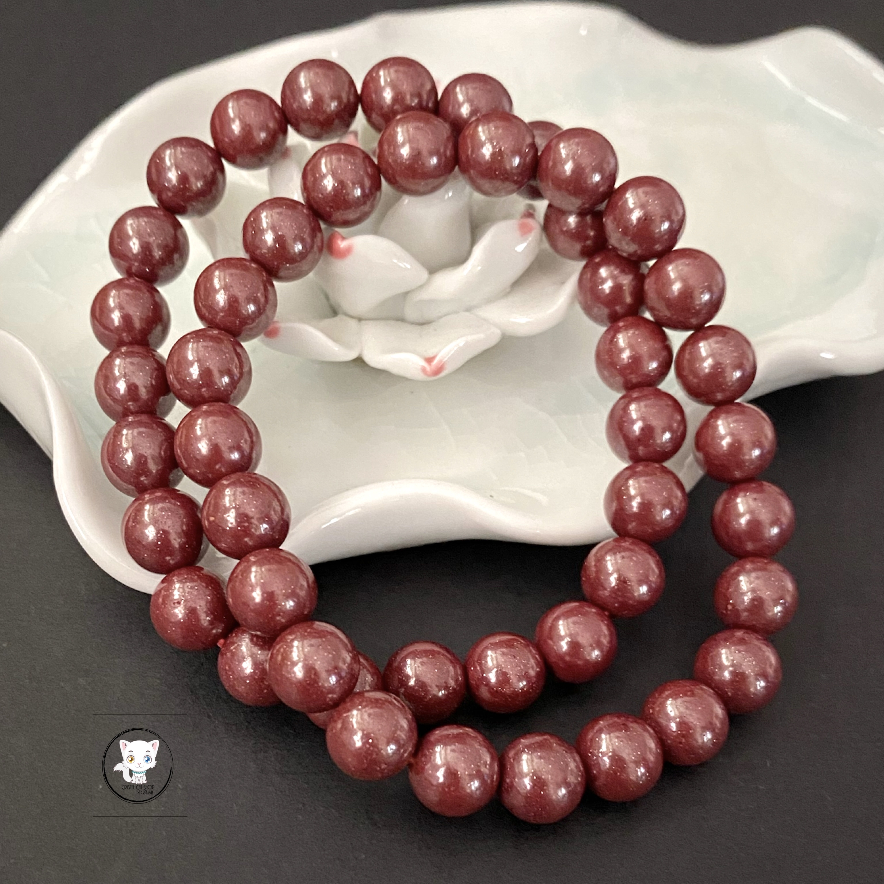 天然古法紫金硃砂手鏈 8mm