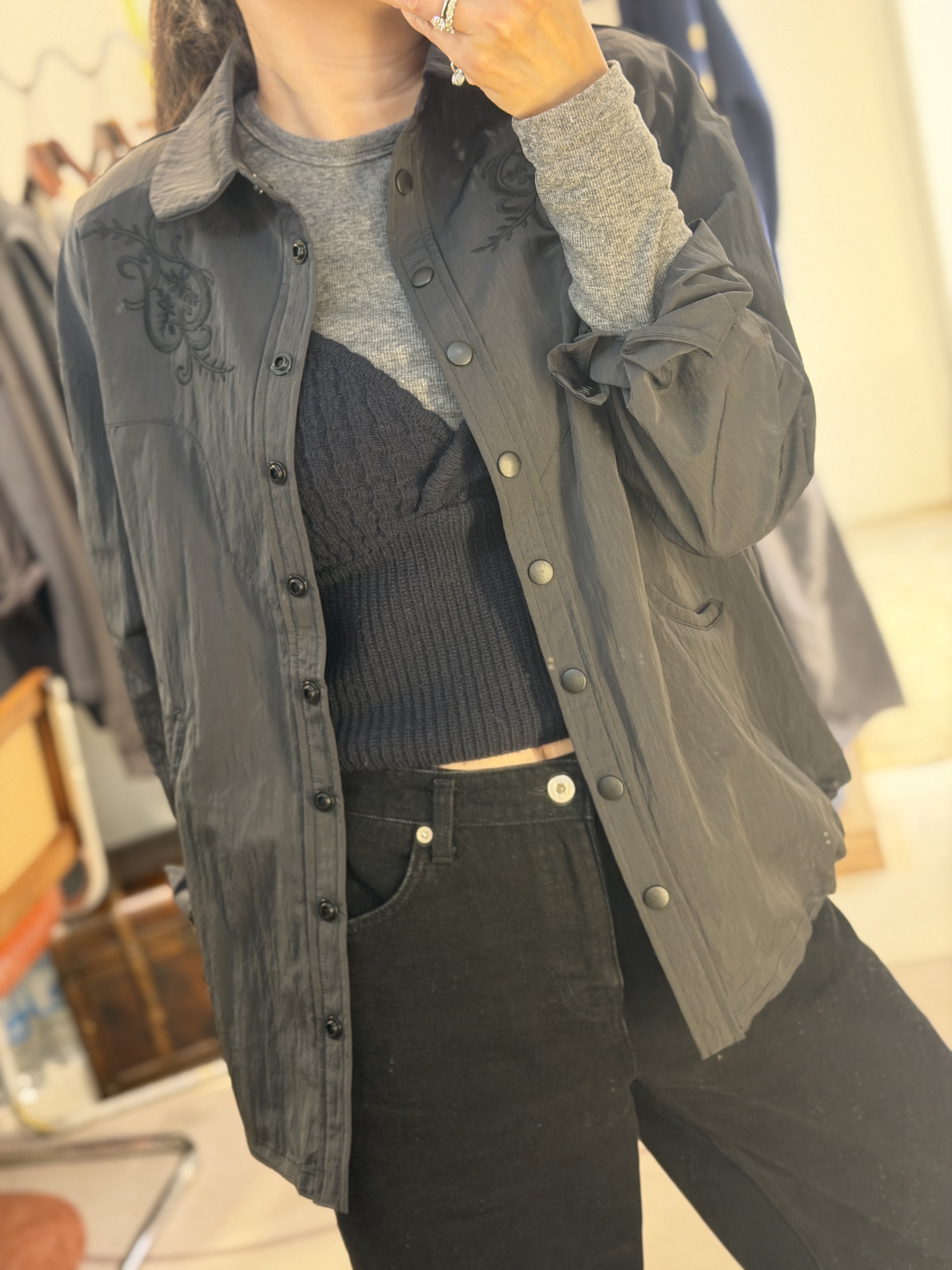 Embroidery shirt jacket