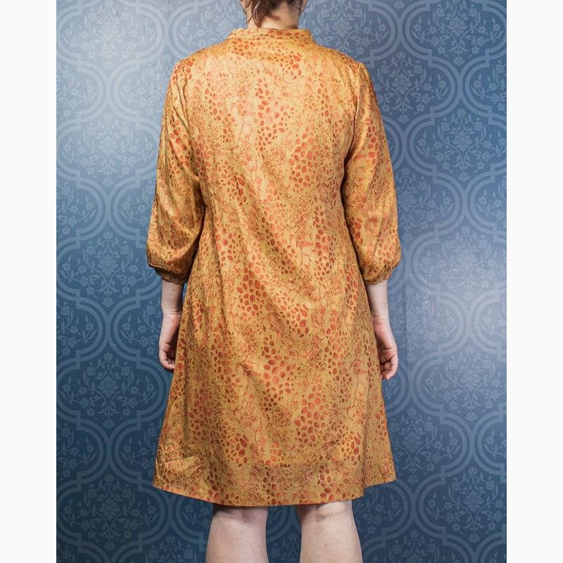 Late 1960s-1970s Side Tie Collar Patterned Shift Dress/MOD Dress (NA0698)
