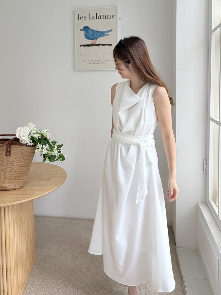 Athena Drape Dress (White)