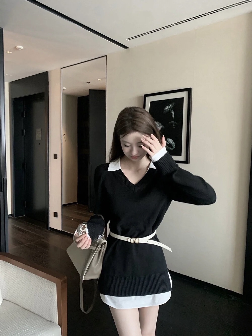 D10010欧美假两件裙