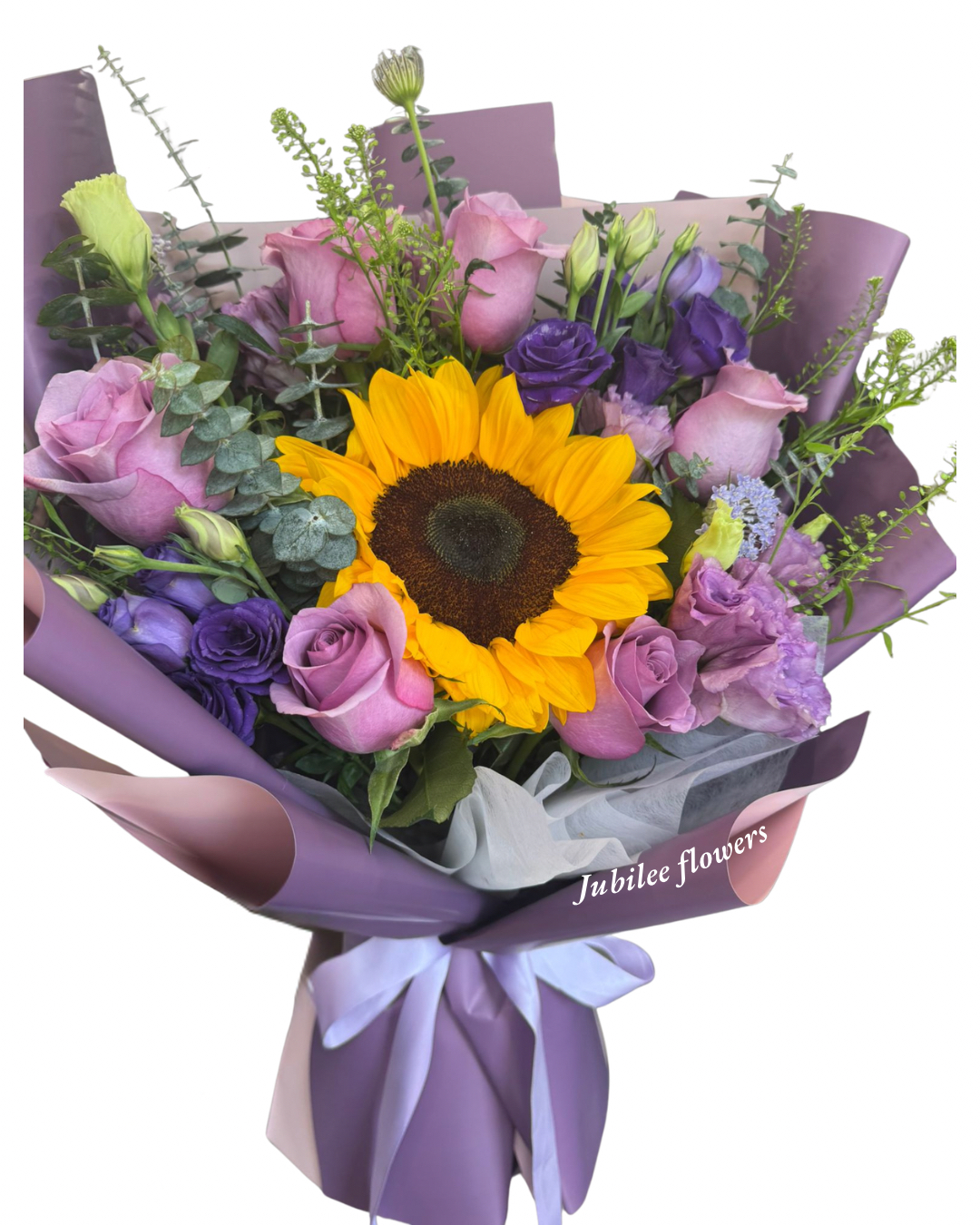 🌻向日葵 紫色玫瑰混合花束