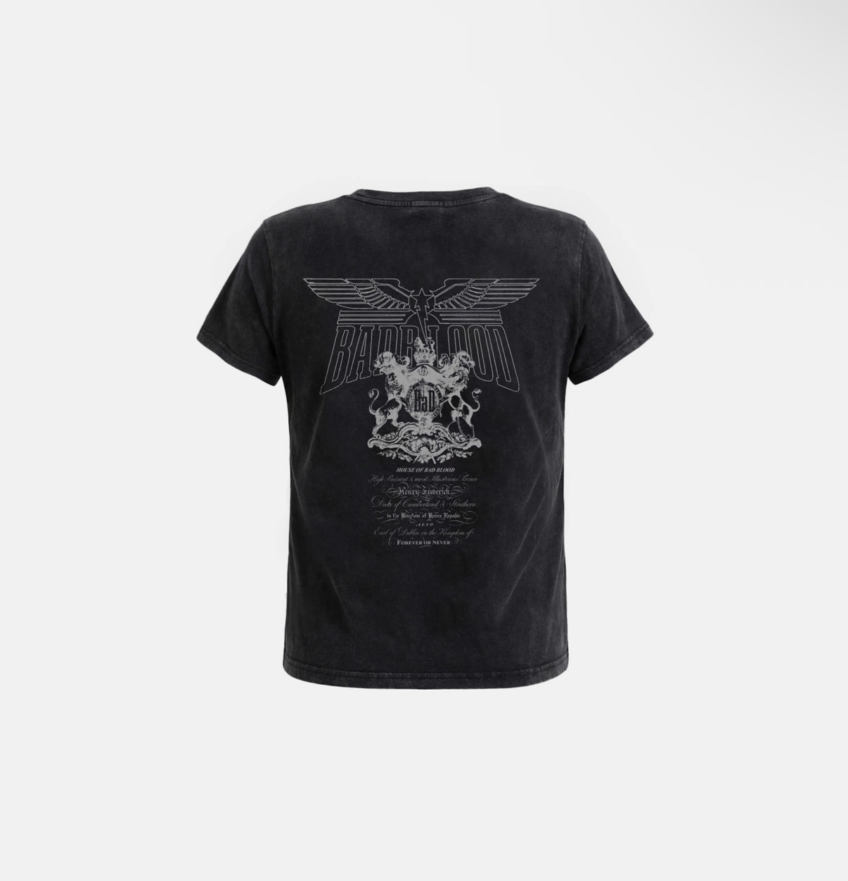 BADBLOOD新款[w-tee26-172] Lion Crest Print 1/2 T-Shirt - Black