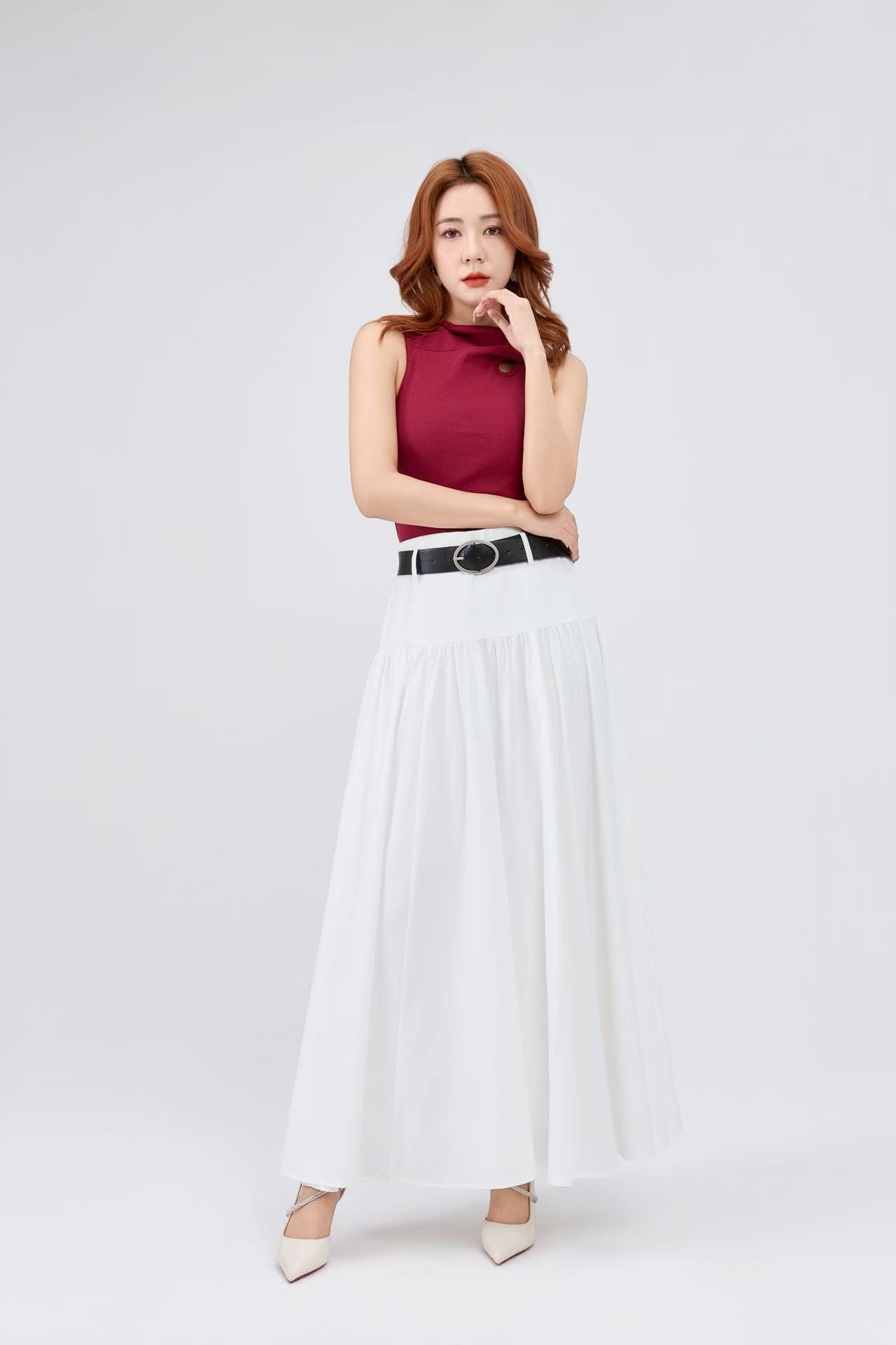12241321 Soft Flow High-Waist Maxi Skirt