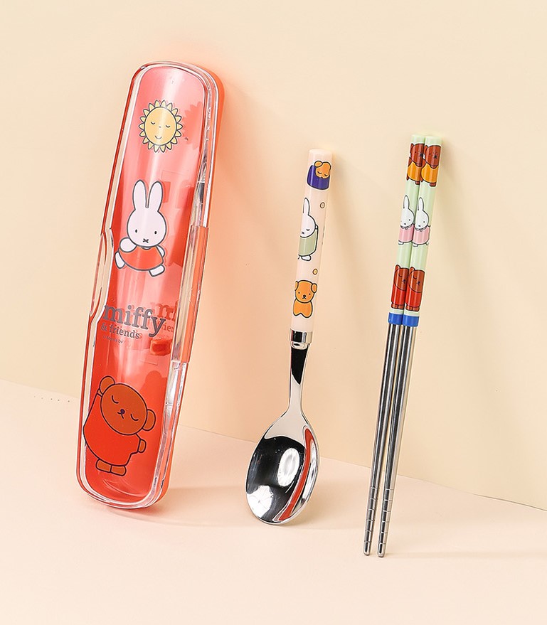  【預訂】韓國直送 Miffy 不鏽鋼餐具 連收納盒 3件套
