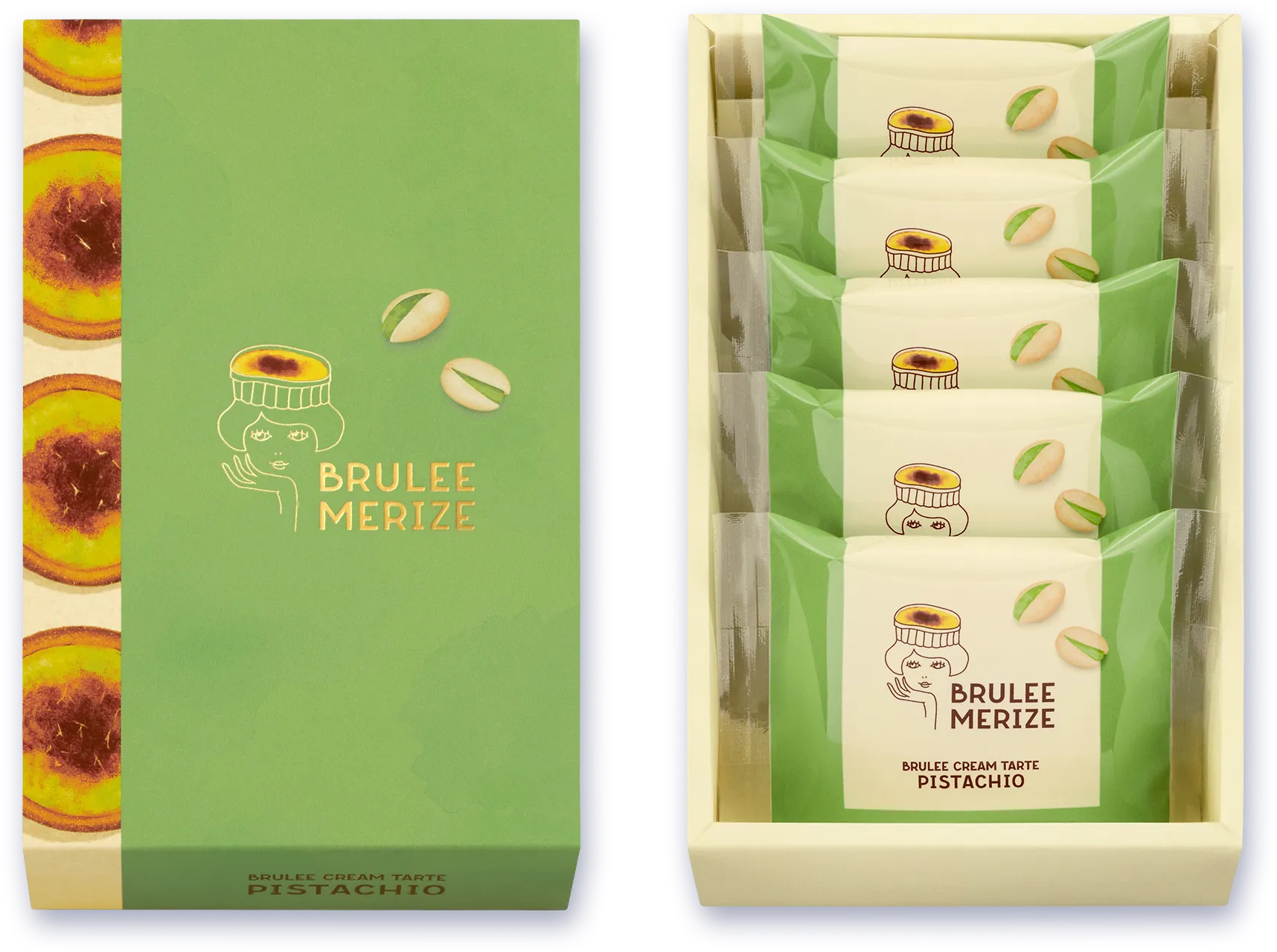 四月連線貨品 - 日本 Brulee Merize 期間限定款開心果焦糖布甸撻 5個入