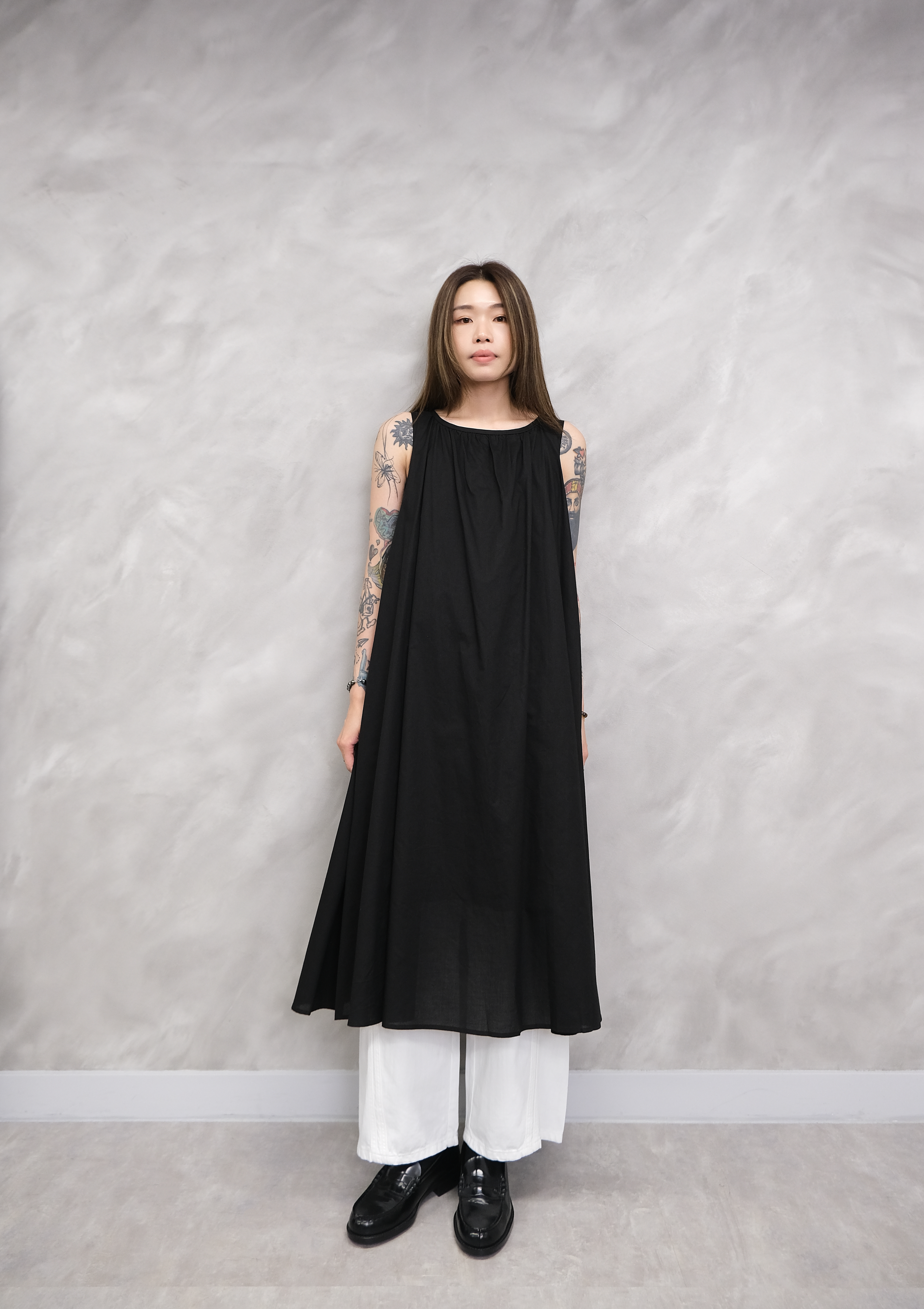 Cotton shirring sleeveless dress #op16