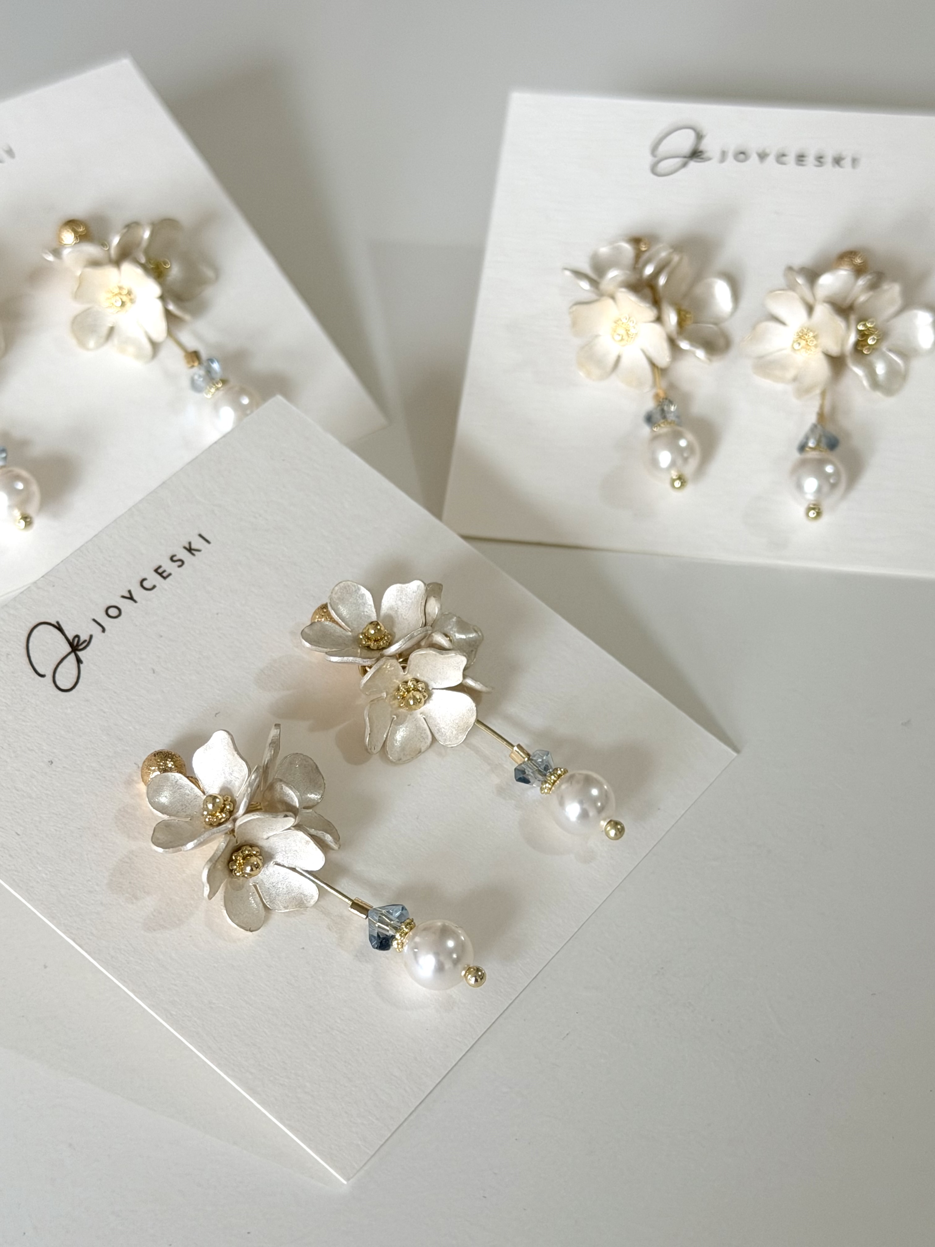 日本花語系列耳環/黑白小花朵款