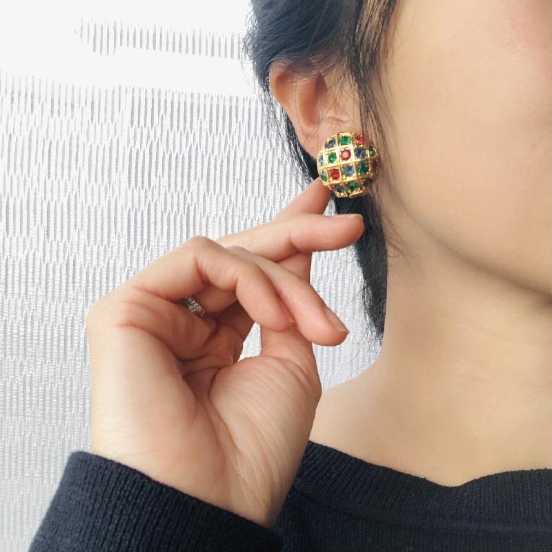 1980s Canadian Designer D'orlan High Quality Colourful Rhinestone/Crystal Clip Earrings(MT1877-9)