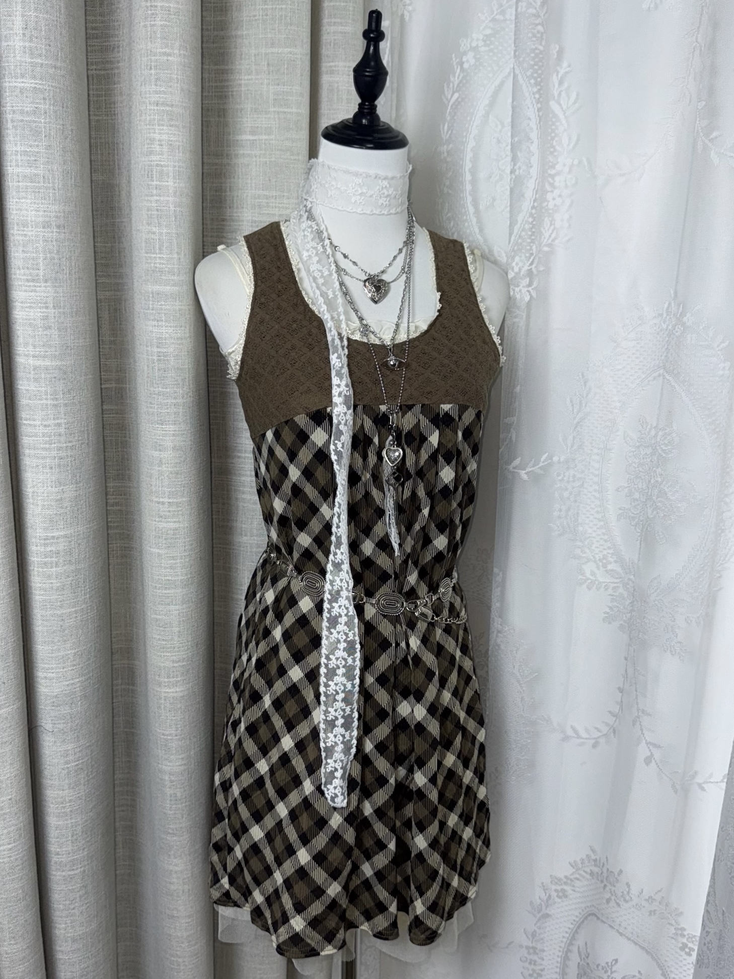 Mori Kei Chocolate Sleeveless Dress