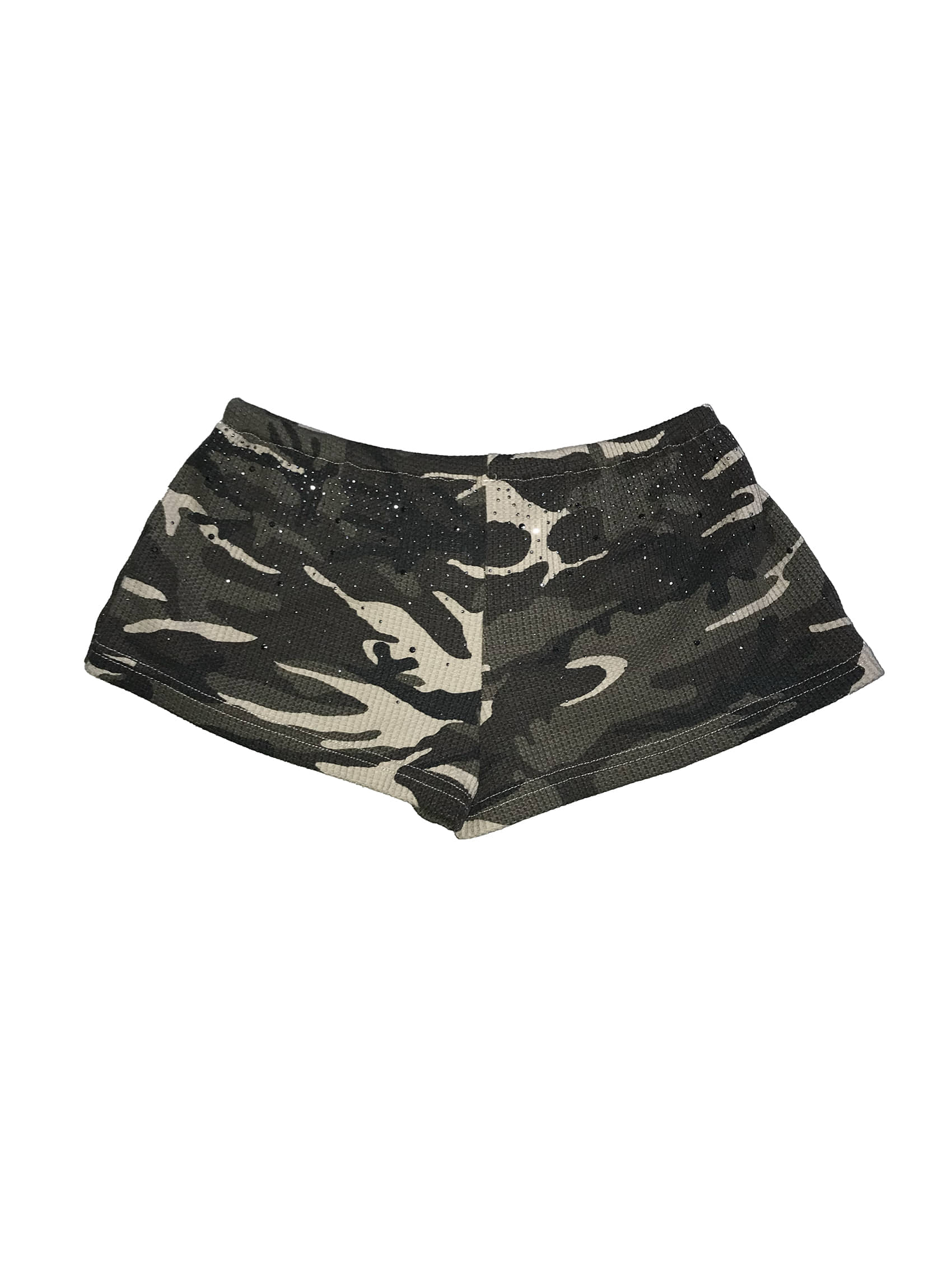 Waffle Knit Rhinestone Camo Shorts