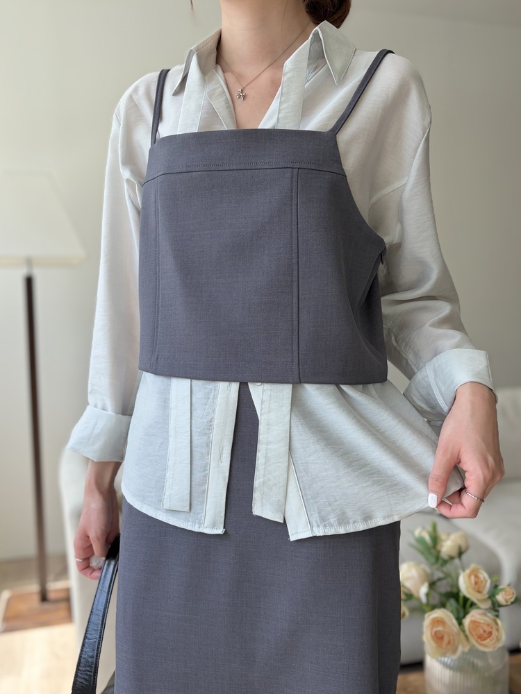 Colette Layered Cami Top (Charcoal)