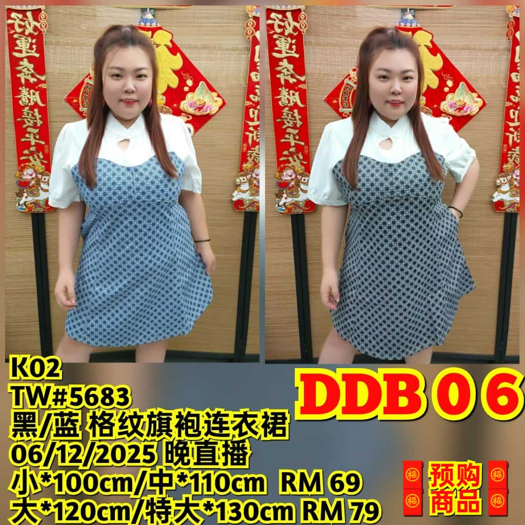 DDB06 TW#5683 格纹旗袍连衣裙