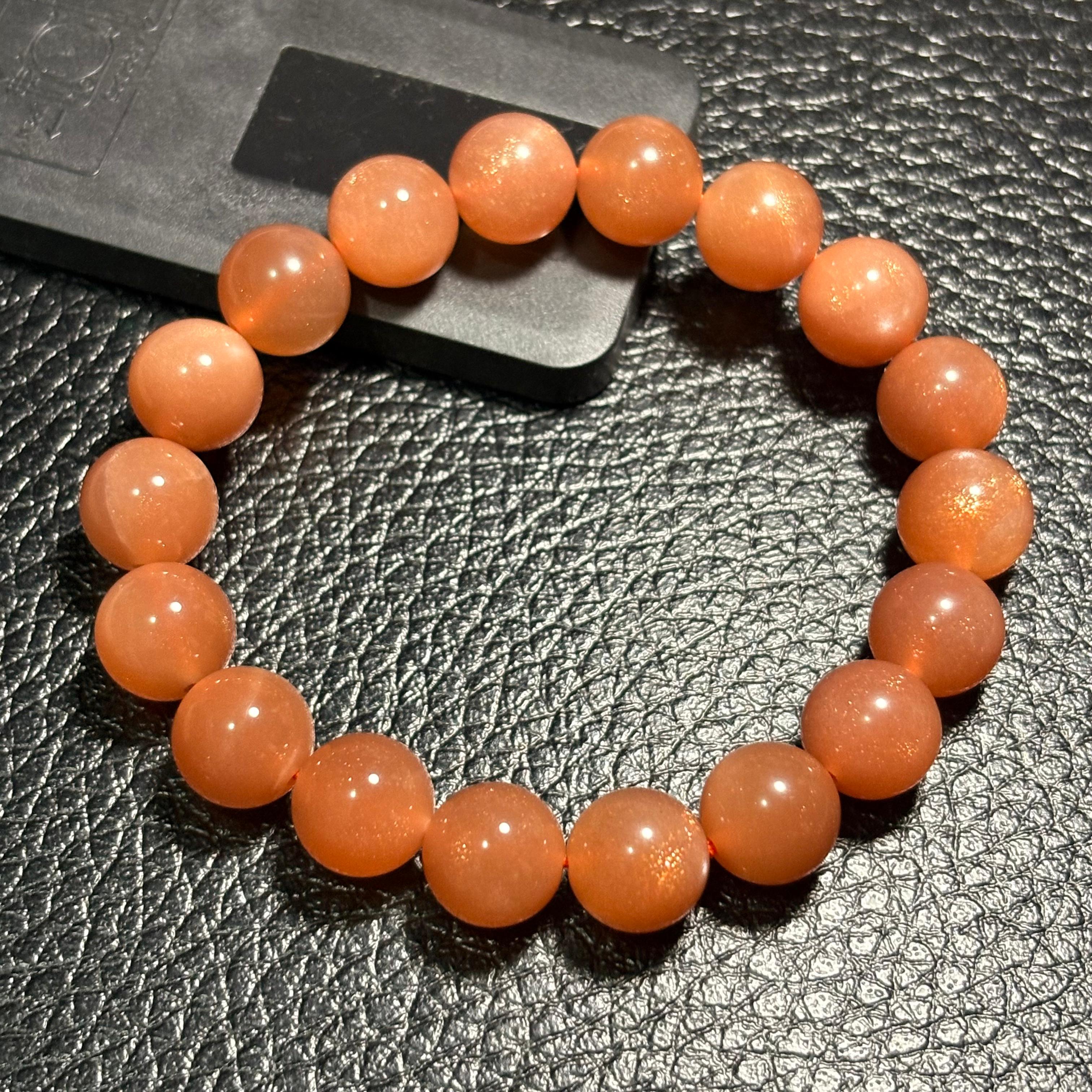 金沙橙月光石｜俗稱橙太陽石 手串 No 4321規格:  11.8mm珠/17cm手圍 