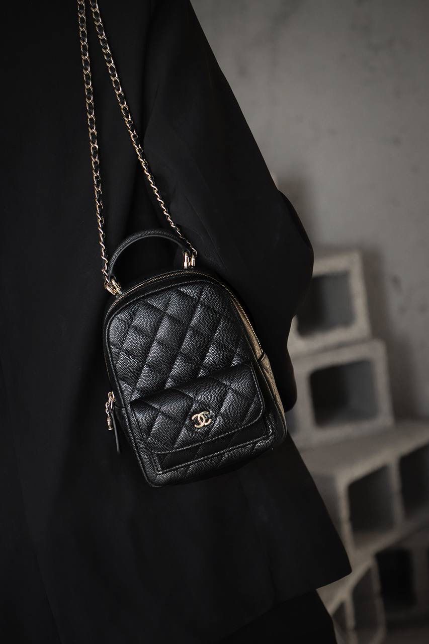 Quilted Mini Backpack with Chain Straps