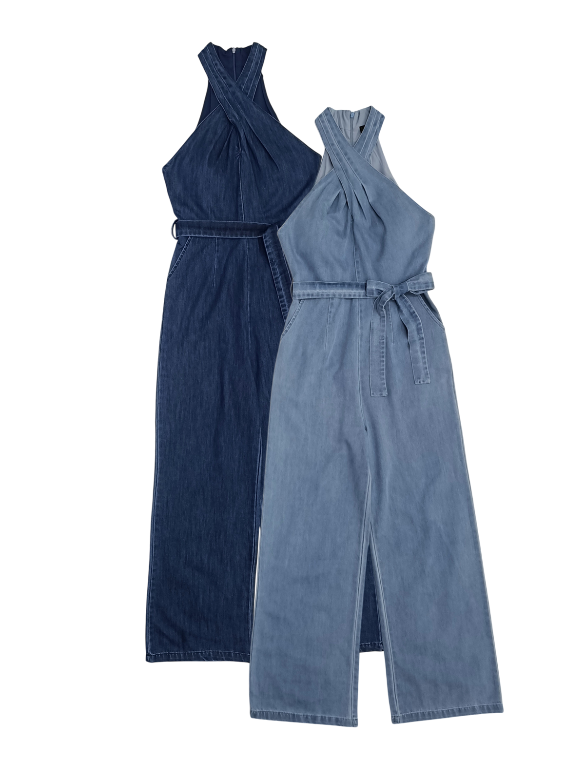 Denim Halter Jumpsuit M184