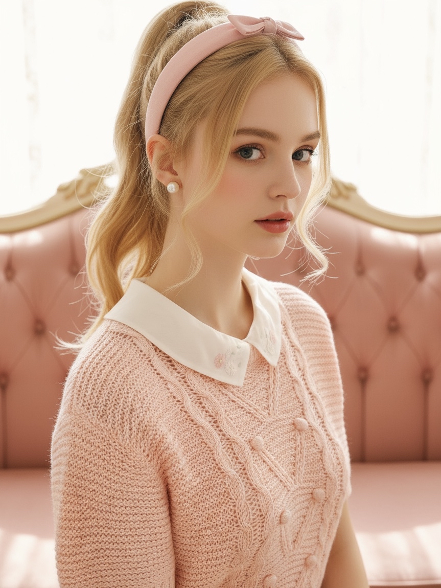 台灣製大人味學院風系列圓領棉花糖粉色學妹