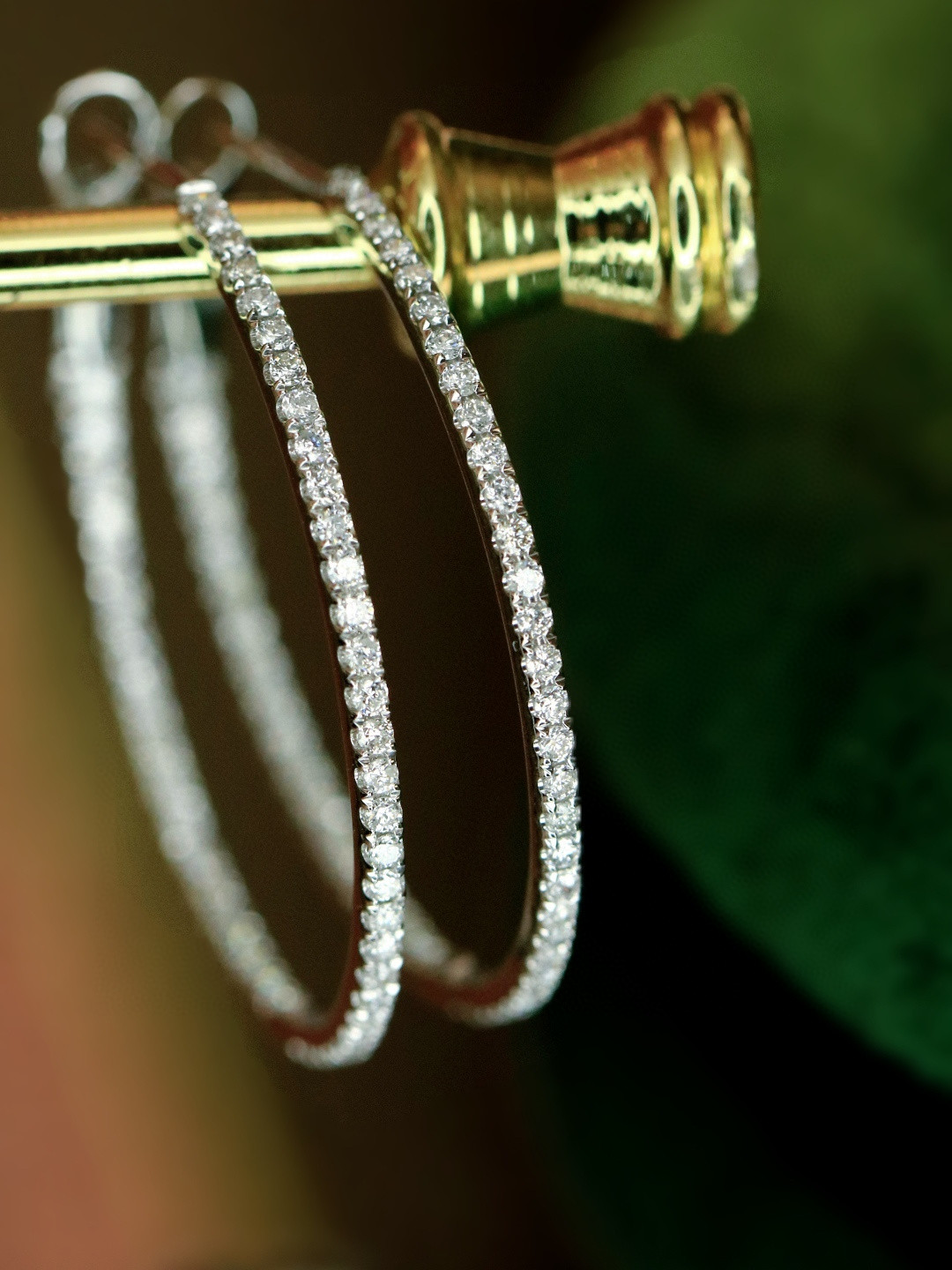 18K Diamond Hoop Earrings 