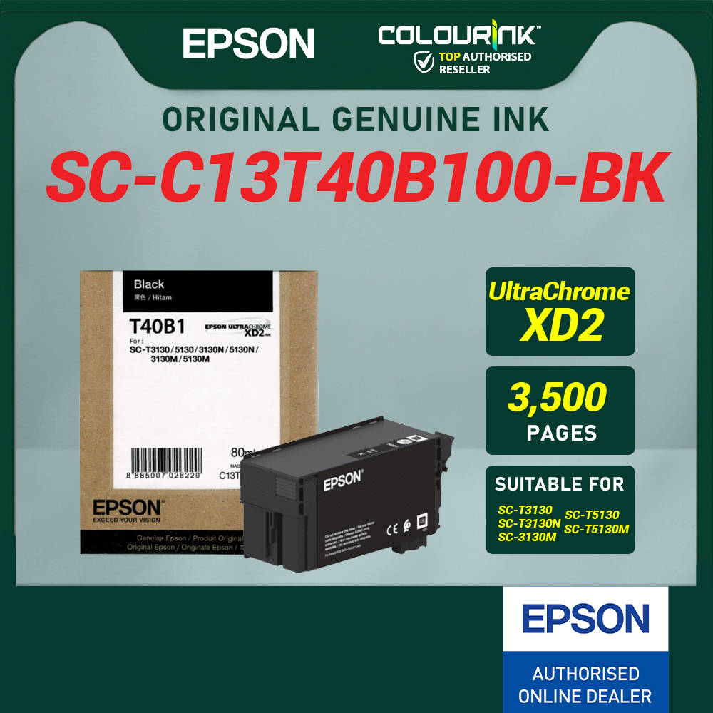 Epson T40 Genuine Ink Black 80ML Cyan Magenta Yellow 50ML for Surecolor SC-T3130N SC-T3130M C13T40B100 C13T40B200 C13T40B300 C13T40B400