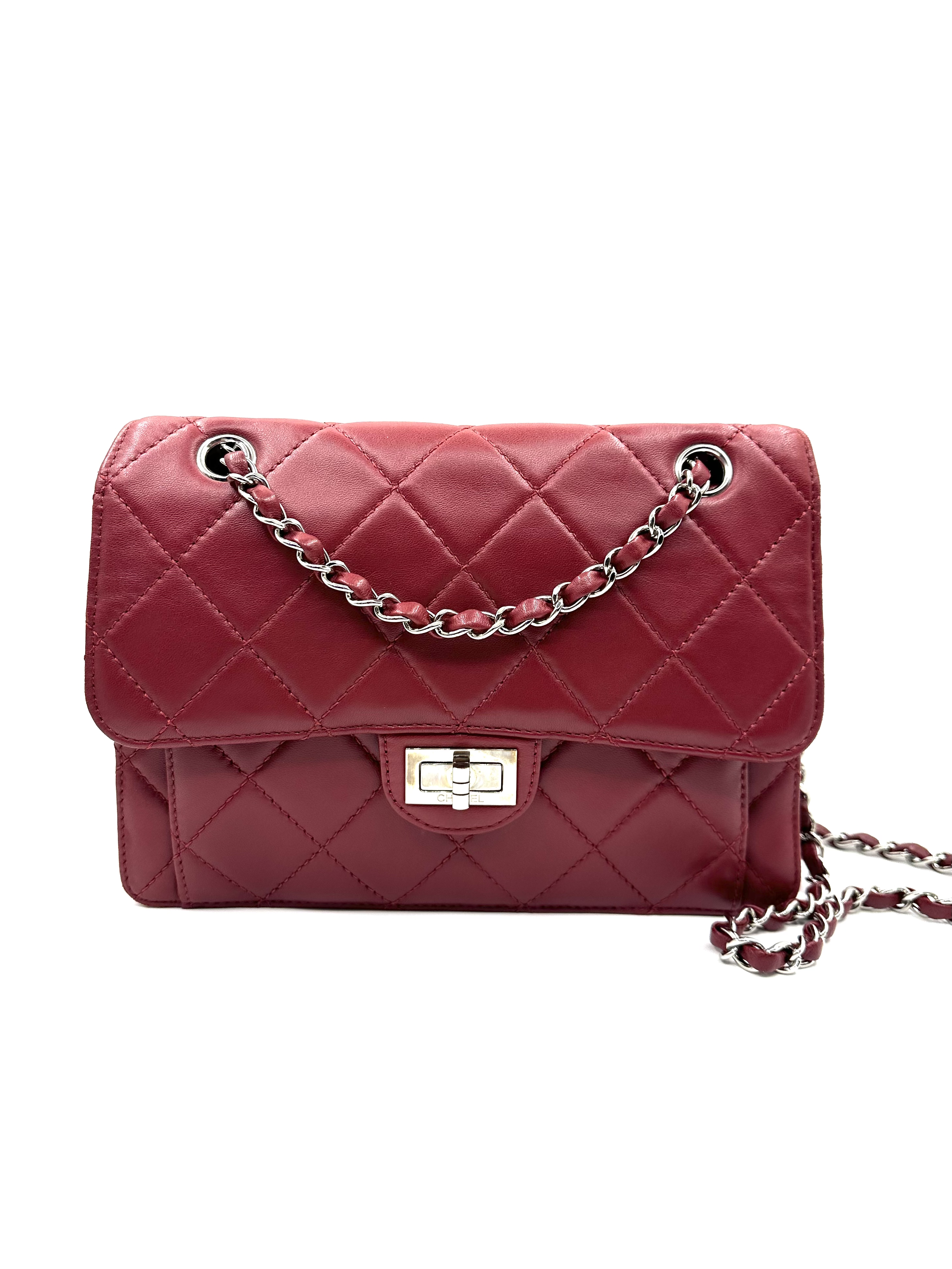 Pre-owned Chanel Dark Red Quilted Leather 2.55 Reissue Paris-Bombay Accordion Flap Bag/ Product Code: 2473106