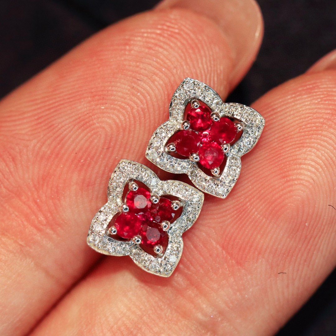 18K Ruby Diamond Earrings 