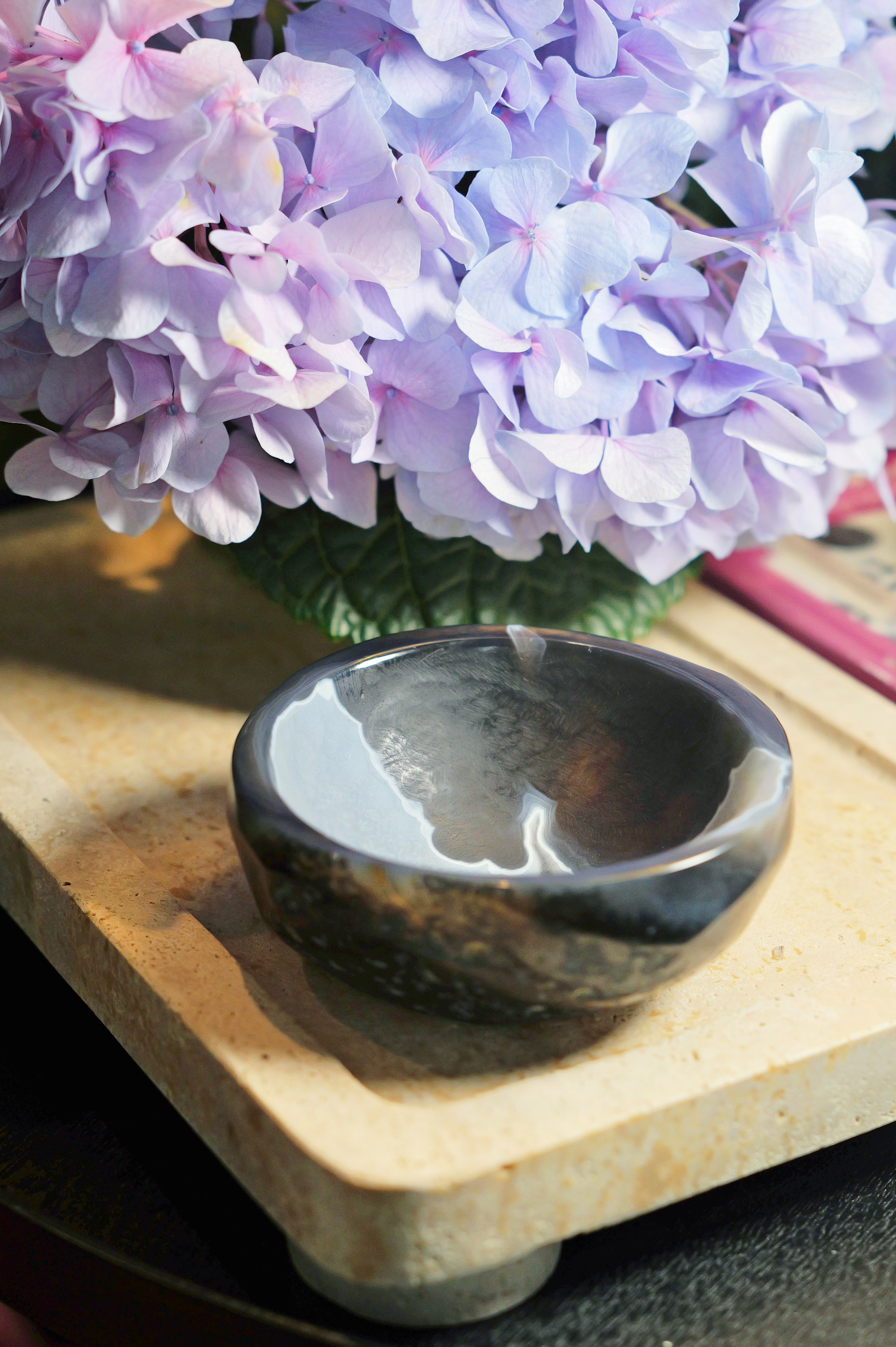  ༒10.7cm藍紋黑瑪瑙原皮淨化碗༒ AG*5004C13-R*2NA