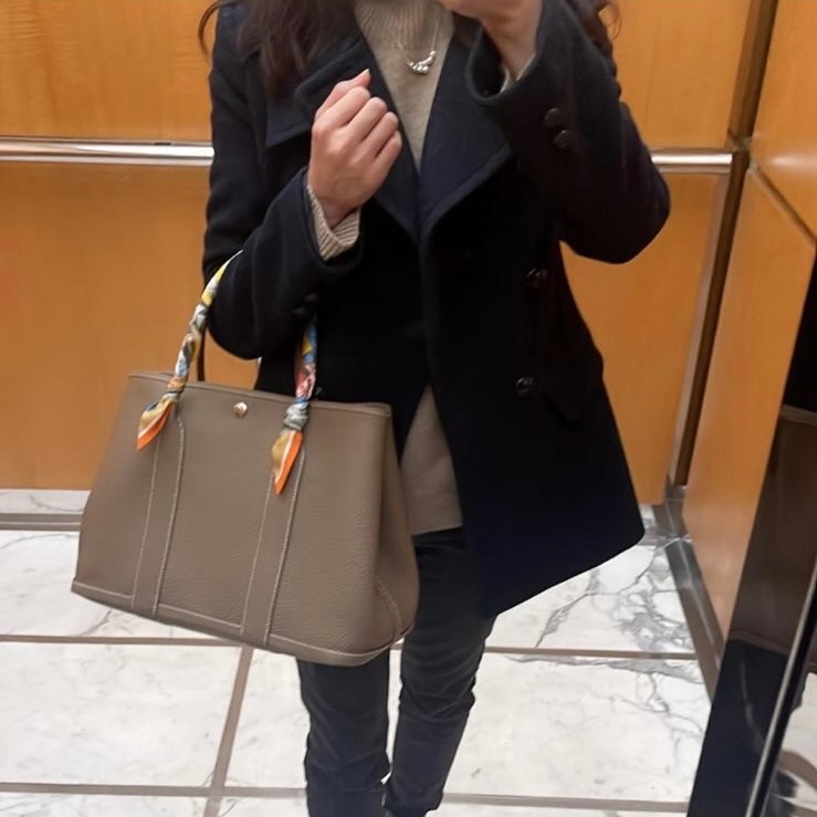 HERMES 🤍PRE OWNED GARDEN PARTY 36 大象灰 連Twilly Y Stamp 全套有單🩶