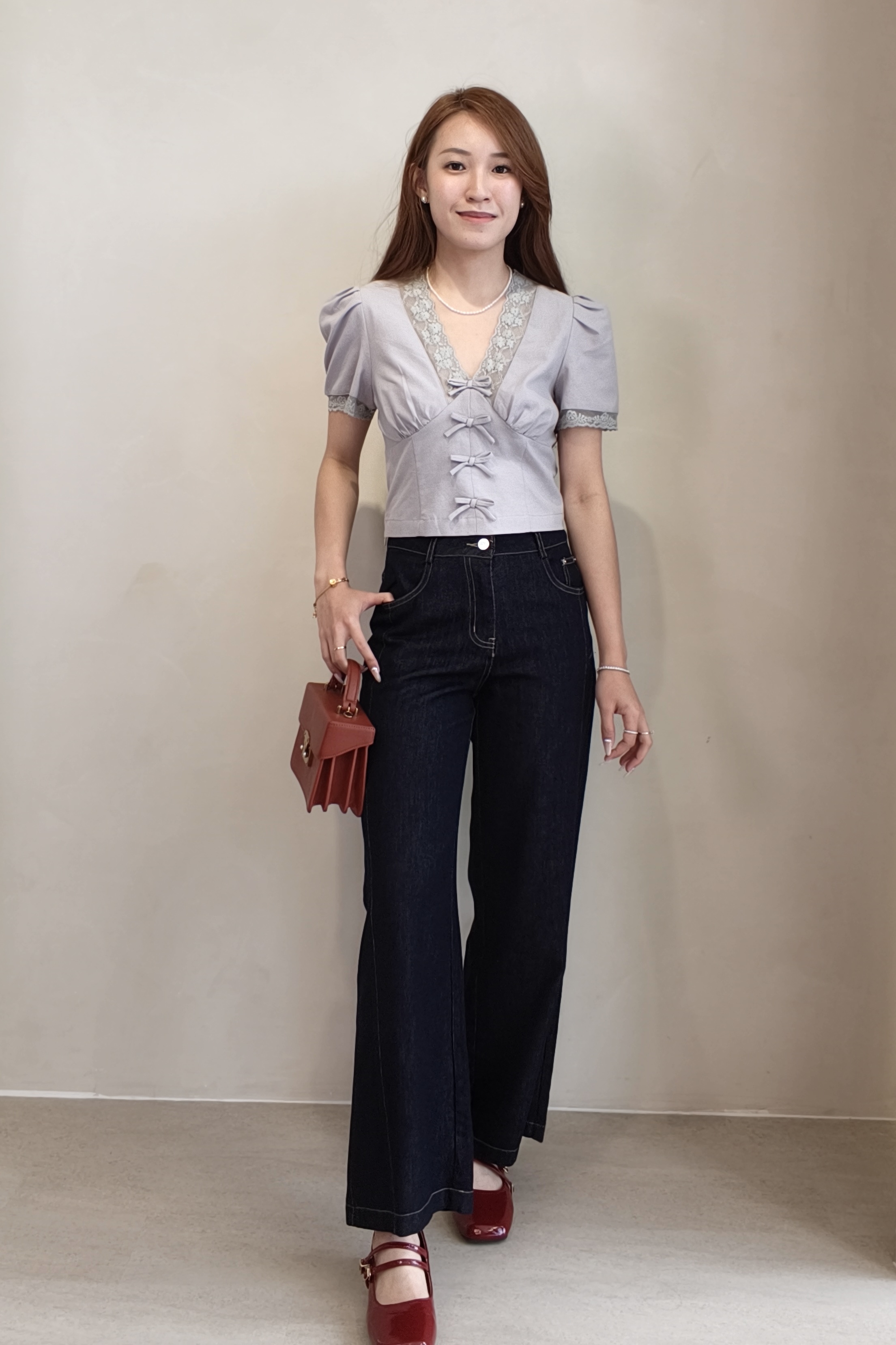 CB2743 French Lace Bow Top