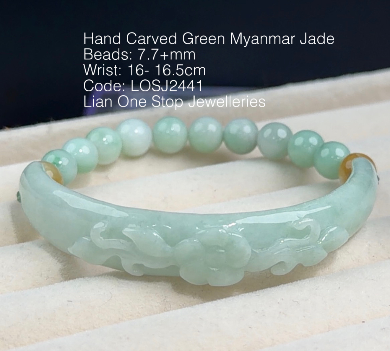 Code: LOSJ2441 Hand Carved Green Myanmar Jade