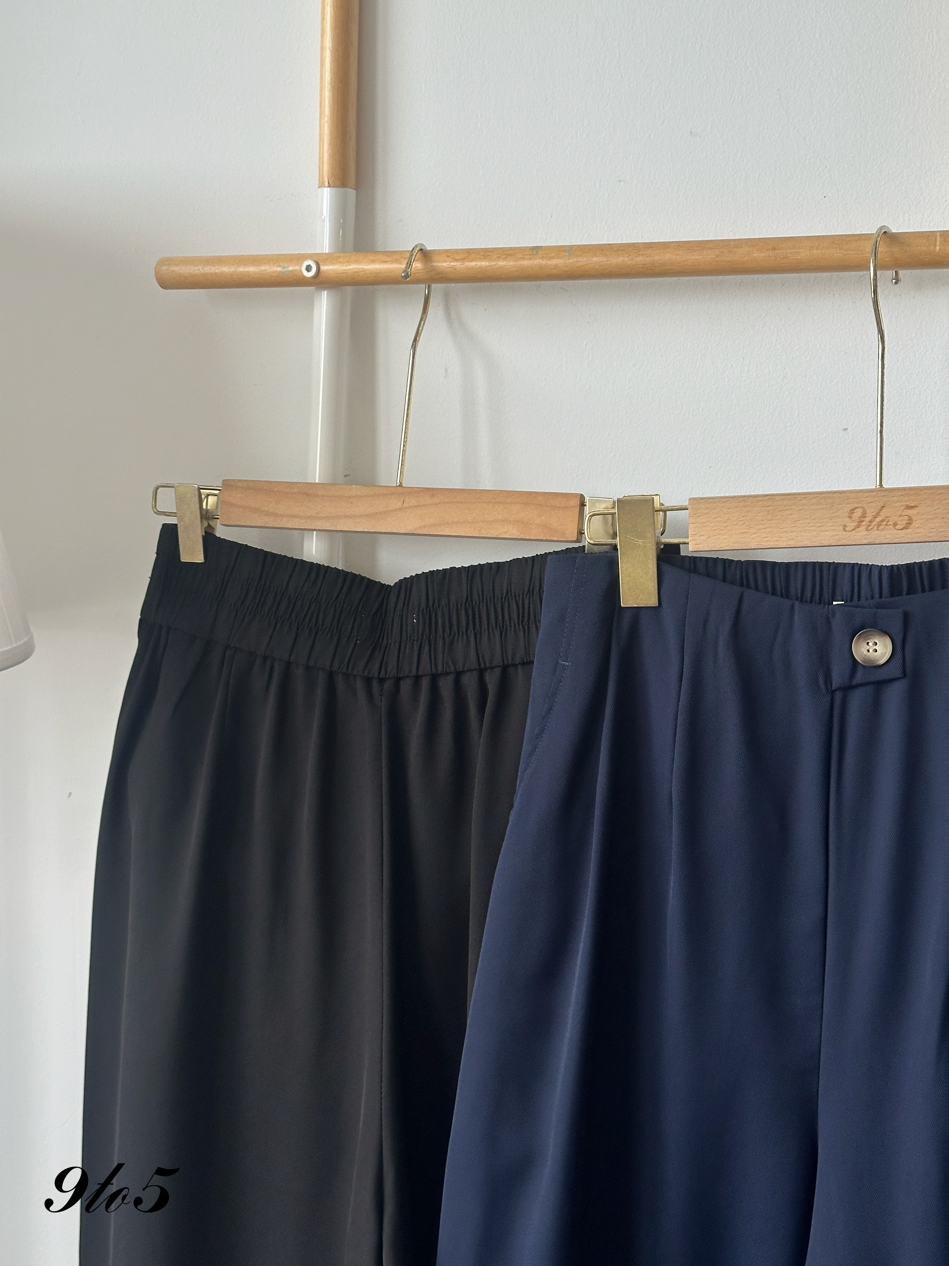 S1890 Wide Leg Long Pants - Black & Blue